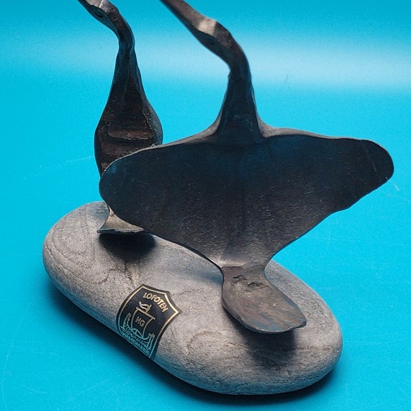 Lofoten HG Norway Smid 1995 Handmade Metal and Stone Bird Sculpture Norwegian - Picture 10 of 16